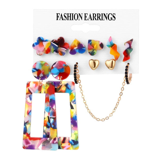 Pearl Crystal Stud Earrings Set For Women