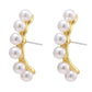 Pearl Crystal Gold Color Stud Earrings For Women