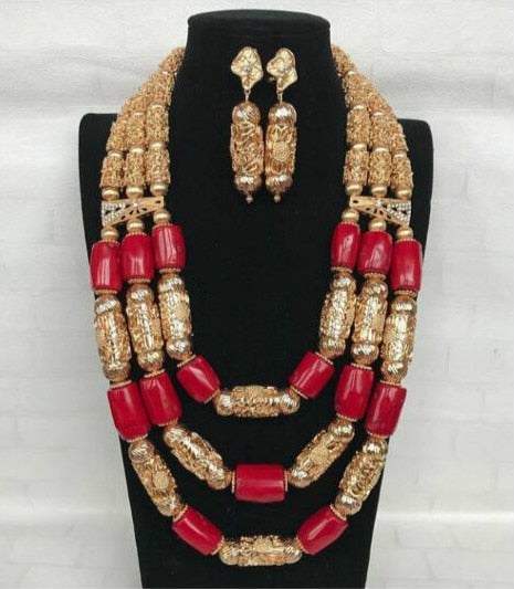 Dubai Gold Wedding African Beads Jewelry Set