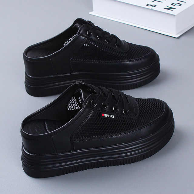 Half Slippers Women Mesh Surface Hollow