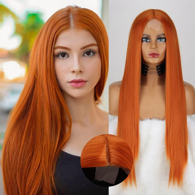 Colored Straight Natural Synthetic Wig