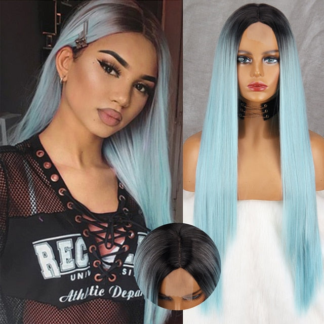 Colored Straight Natural Synthetic Wig