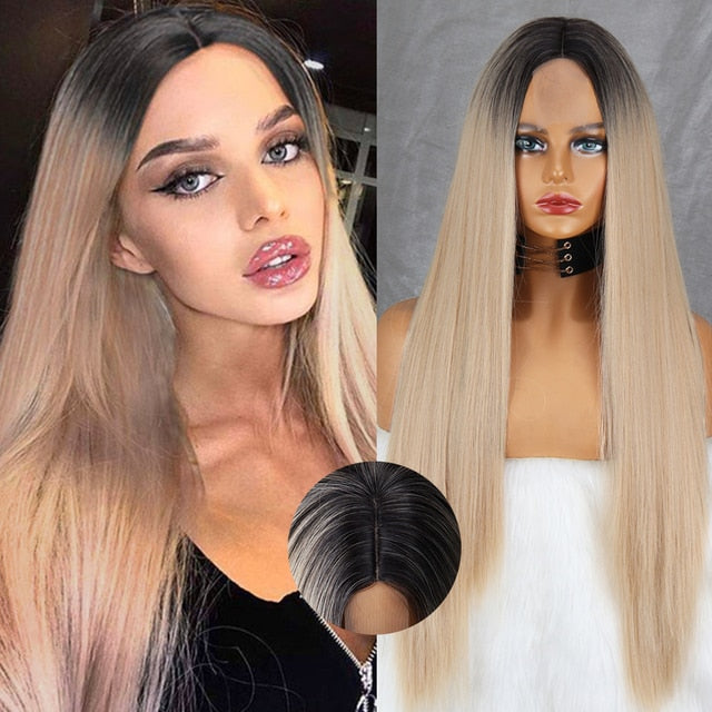 Colored Straight Natural Synthetic Wig