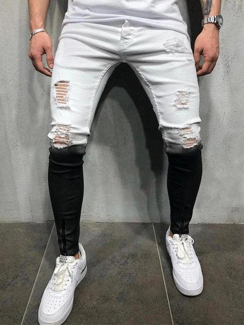 Hip Hop High Street Gradient Paint Denim for Men - Jeans