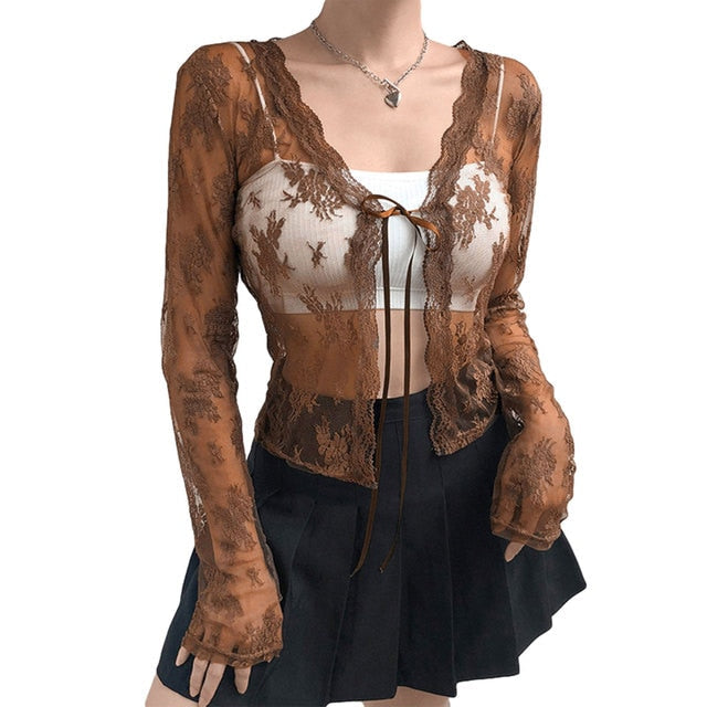 Lace Cardigan Vintage Top for Women