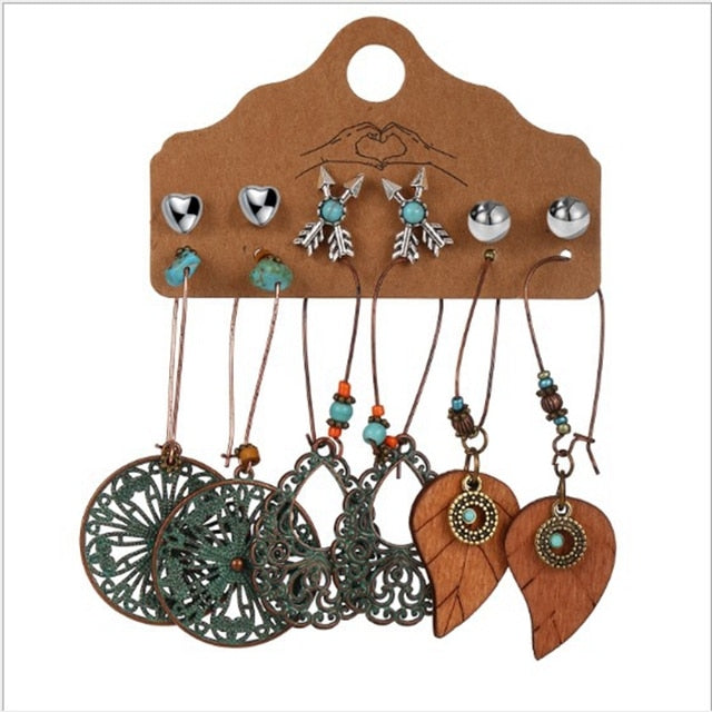 Vintage Ethnic Boho Earrings Set For Woman