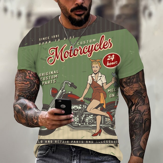 Vintage Retro T-shirt Top for Men