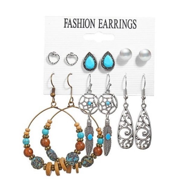 Vintage Ethnic Boho Earrings Set For Woman