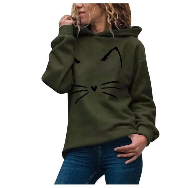 Dog Paw Print Pullover Hooded Sweatshirt for Women