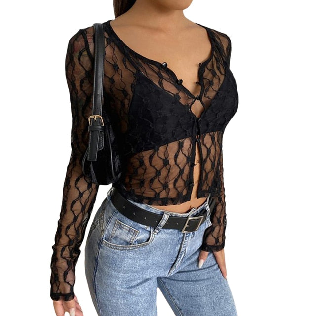Lace Cardigan Vintage Top for Women