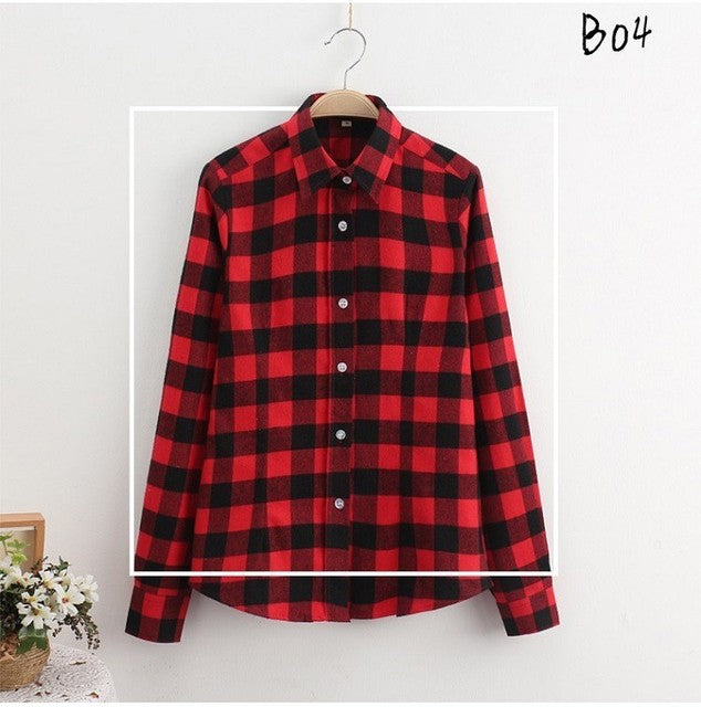 High-quality Soft Warm Winter Women's Plaid Shirt