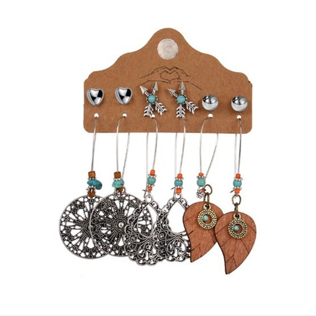 Vintage Ethnic Boho Earrings Set For Woman