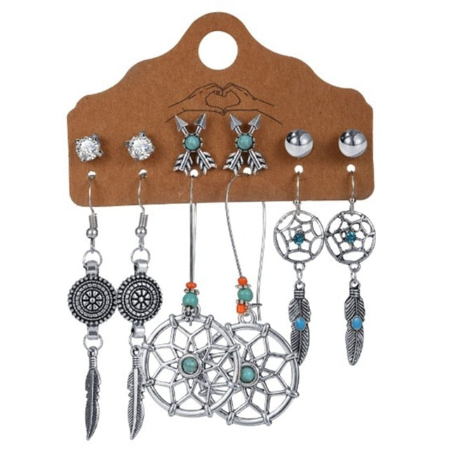 Vintage Ethnic Boho Earrings Set For Woman