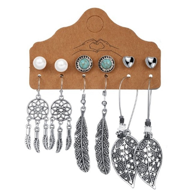 Vintage Ethnic Boho Earrings Set For Woman