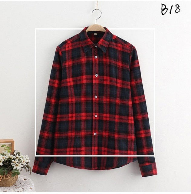 High-quality Soft Warm Winter Women's Plaid Shirt