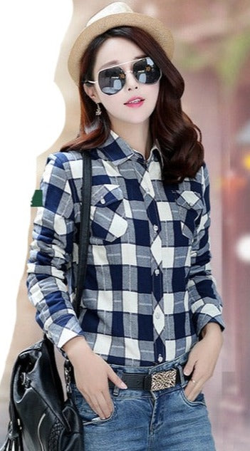 High-quality Soft Warm Winter Women's Plaid Shirt