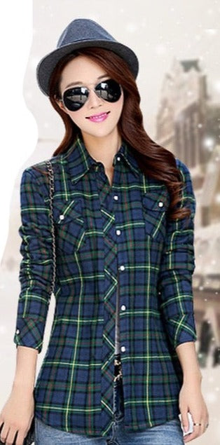 High-quality Soft Warm Winter Women's Plaid Shirt