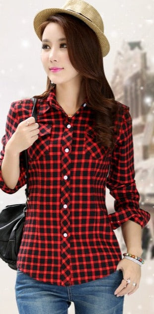 High-quality Soft Warm Winter Women's Plaid Shirt