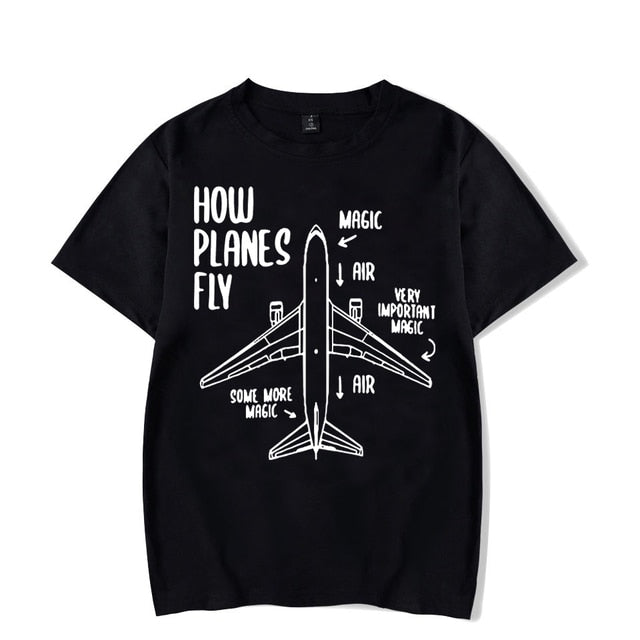 How Planes Fly Engineer Pilot Airplane Luminous Print Tees T-shirt for Men