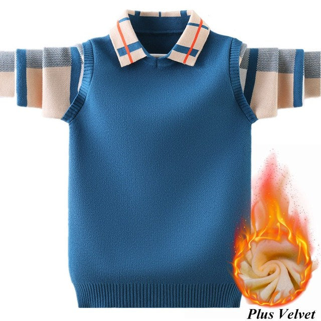 Warm Casual Collar Sweater Top for Boys