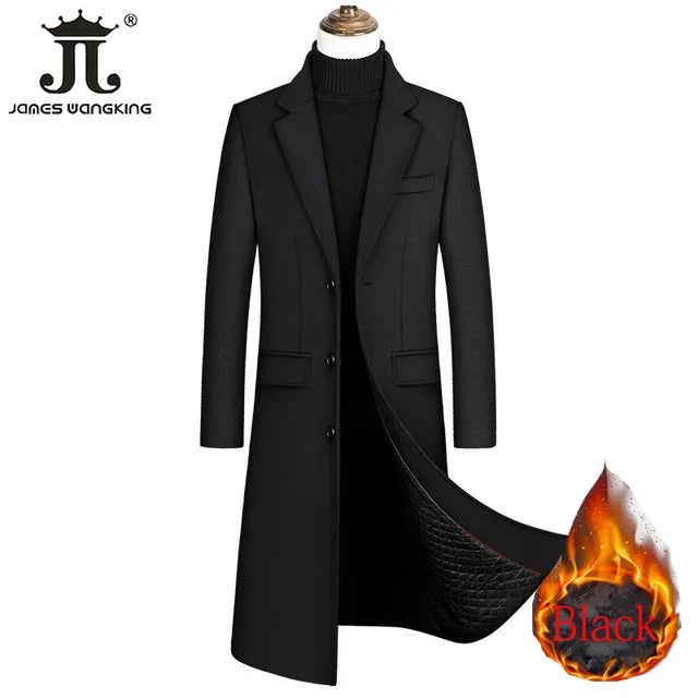 Long Wool Trench Coat Male Jacket