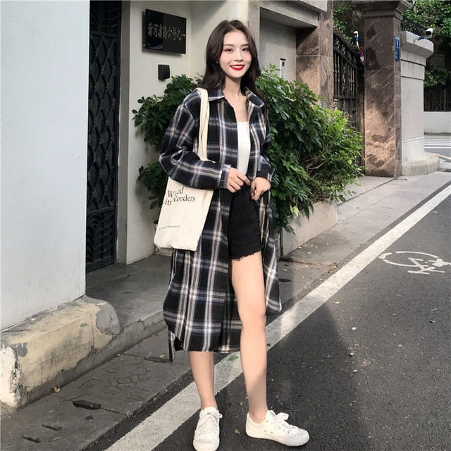 High-quality Soft Warm Winter Women's Plaid Long Shirt