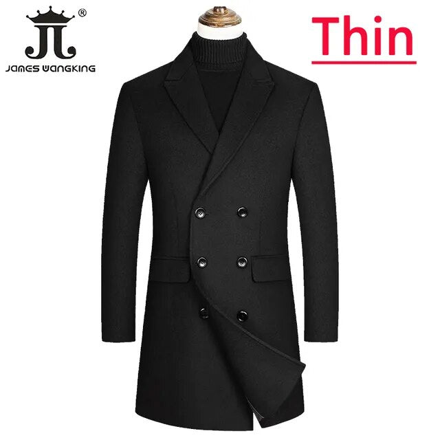 Long Wool Trench Coat Male Jacket