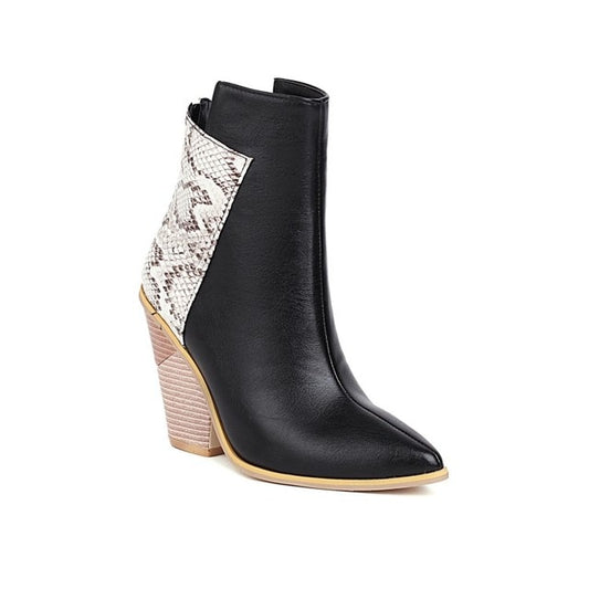Classic Pointed Toe Ethnic Simple Shaped Heel Boots