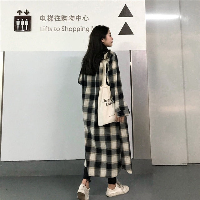 High-quality Soft Warm Winter Women's Plaid Long Shirt