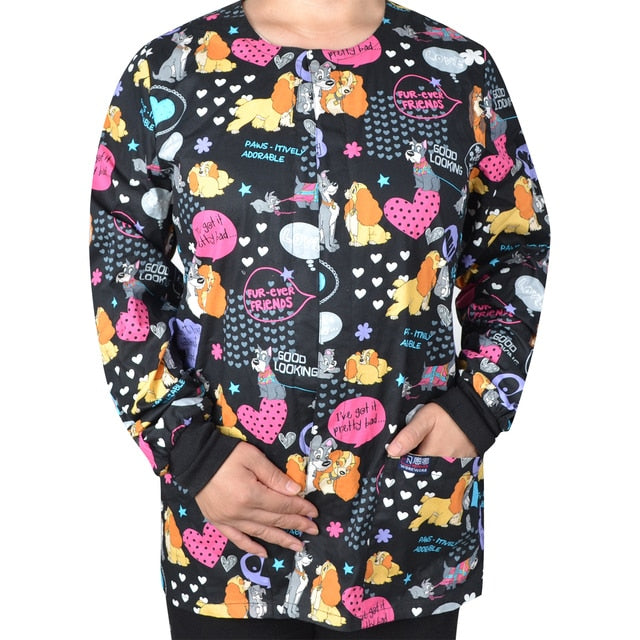 Cotton V-neck Long Sleeve scrub top