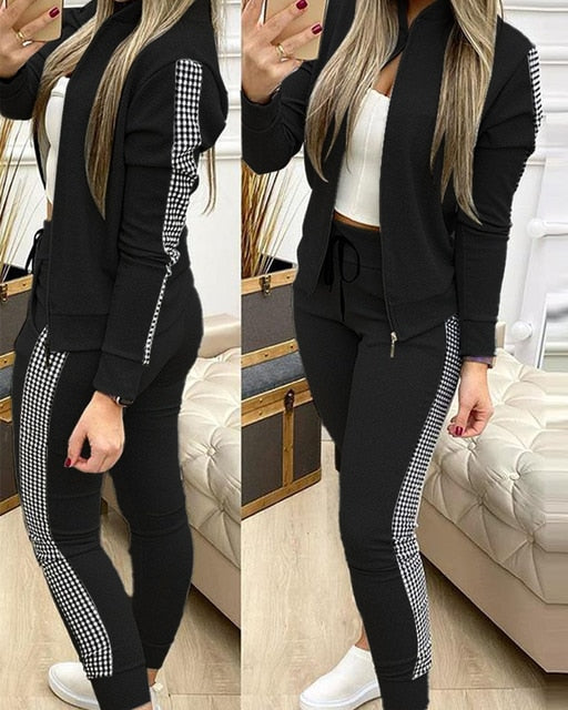 Zipper Jacket + long Pants Sports Tracksuit for Women