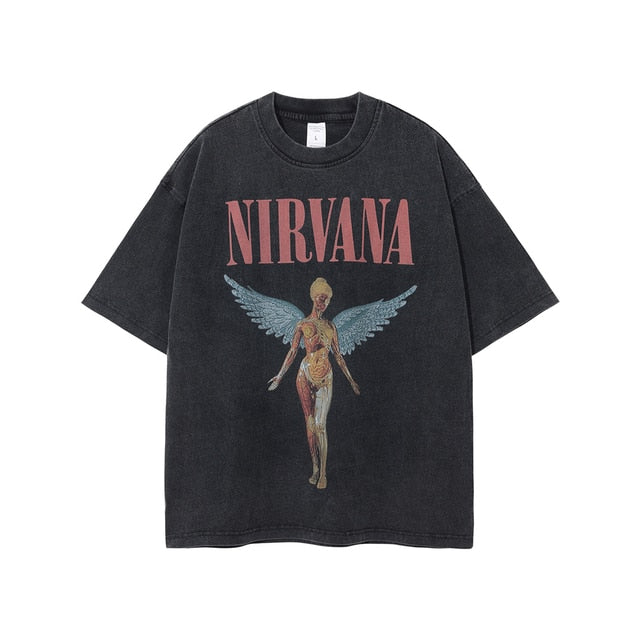 Angel Print Oversized Tshirt Vintage Top