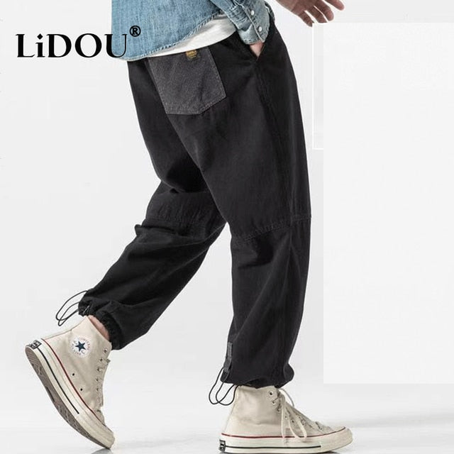 Harem Simple Cool Solid Color Trouser Streetwear for Men