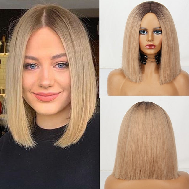 Colored Straight Natural Synthetic Wig