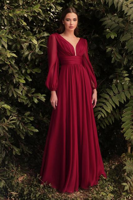 V Neck Floor Length Chiffon Evening Party Dress/ Bridesmaid Dress