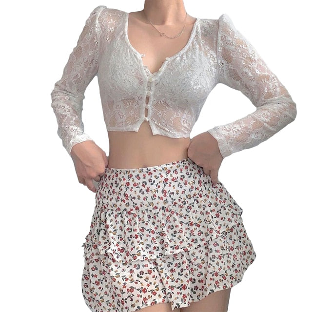 Lace Cardigan Vintage Top for Women