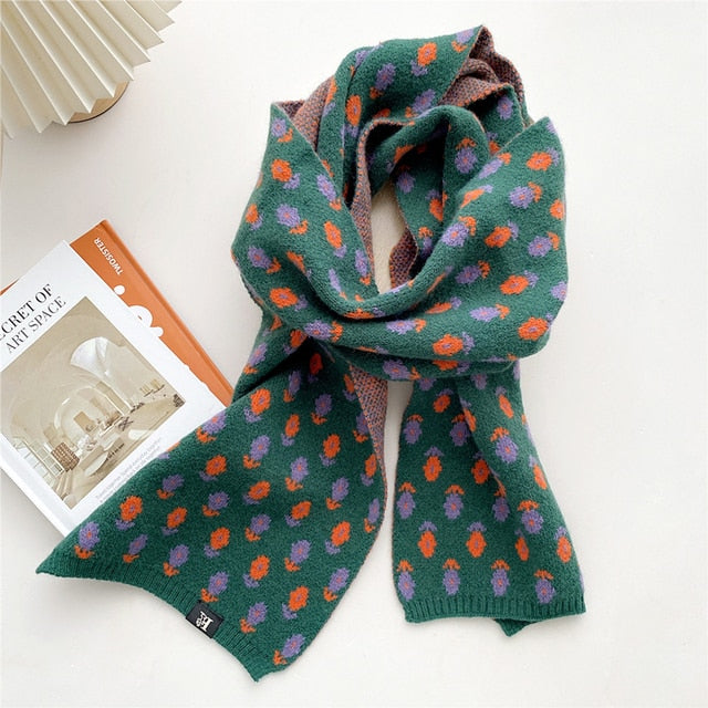 Christmas Printed Knitted Scarf for Kids