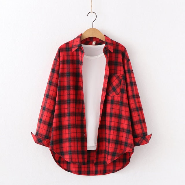 High-quality Soft Warm Winter Women's Plaid Shirt