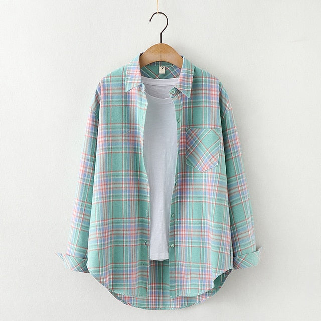 High-quality Soft Warm Winter Women's Plaid Shirt