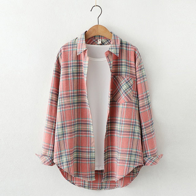 High-quality Soft Warm Winter Women's Plaid Shirt