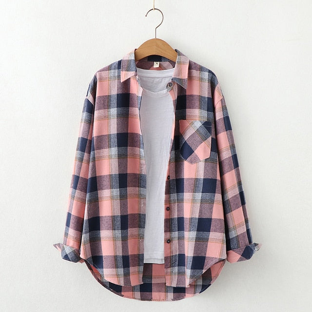 High-quality Soft Warm Winter Women's Plaid Shirt