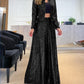 High Waist Sequin Long Loose Party Flared Pants