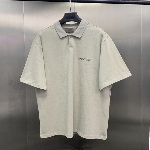 Essentials Oversized Polo Shirt Cotton T-shirt Top