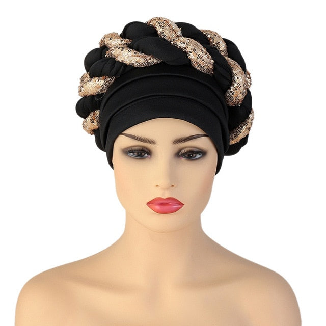 Turban Pleated Beanie Headwrap African Hat
