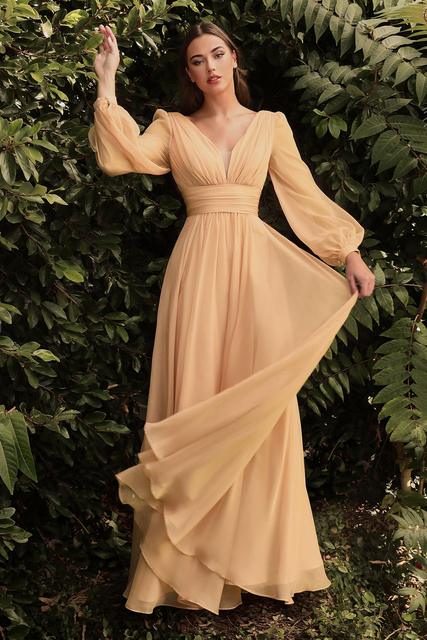 V Neck Floor Length Chiffon Evening Party Dress/ Bridesmaid Dress
