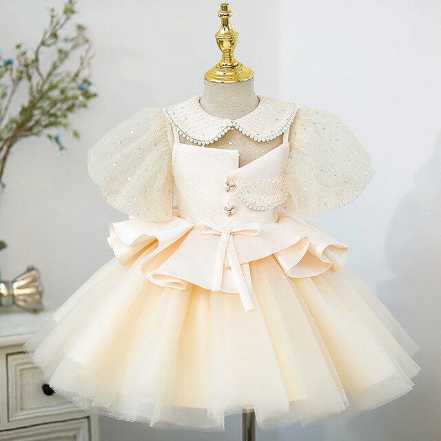 Vintage Puff Sleeve Flower Girl dress