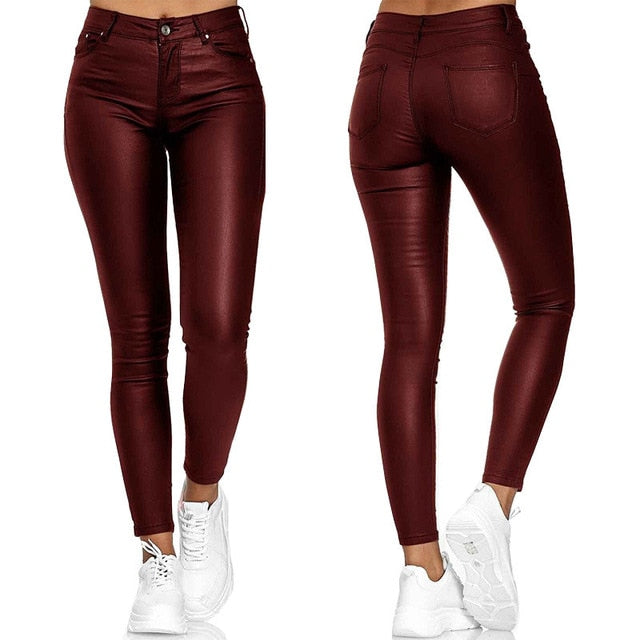 High Waist Skinny Leather Leggings