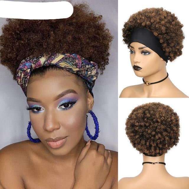 Curly Headband Brazilian Human Hair Wig