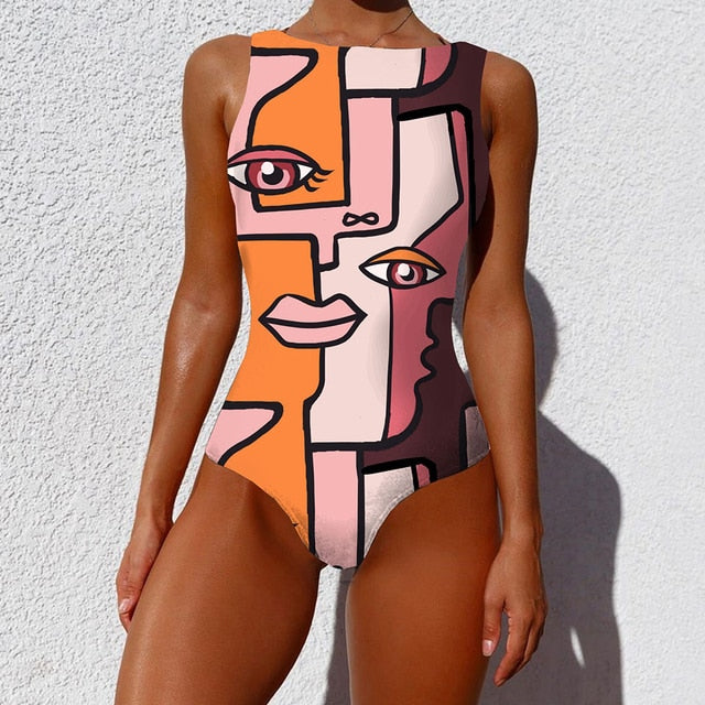Print Swimsuit Bodysuit One Piece