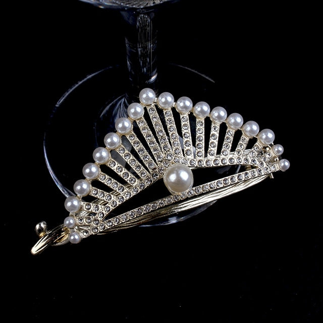 Metal Pearl Gold Hair Clip Diamond